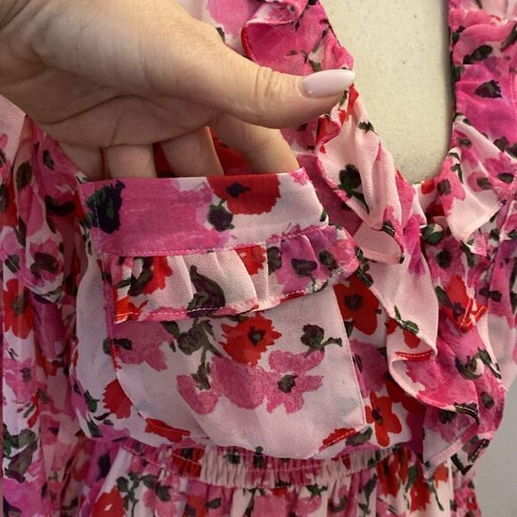 Misa Los Angeles Pink Floral Midi Dress - Picture 8 of 16